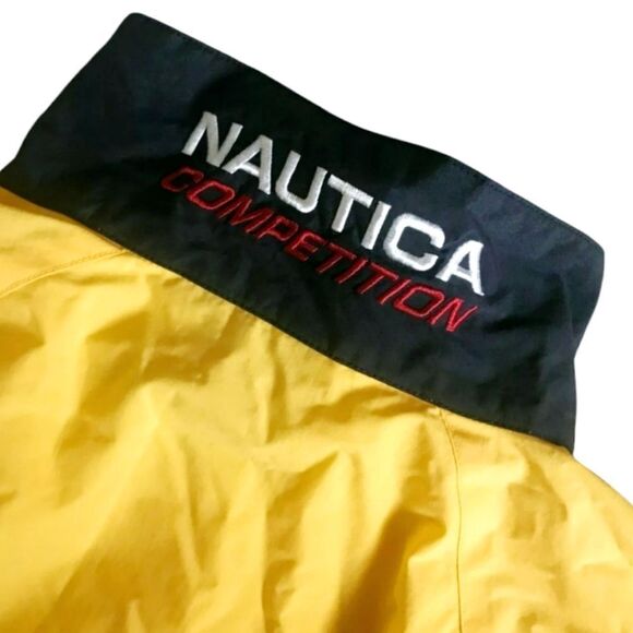Nautica Competition Men's Windbreaker Jacket Yellow Large Sail Mesh Lining - Picture 3 of 7